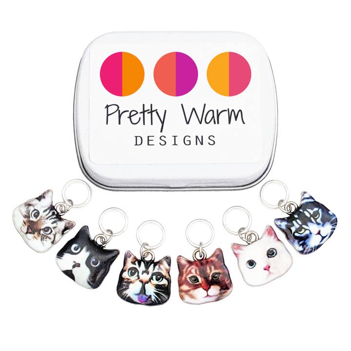 Marqueurs de mailles en forme de chat - Lot de 6 pour la vente par Pretty Warm Designs