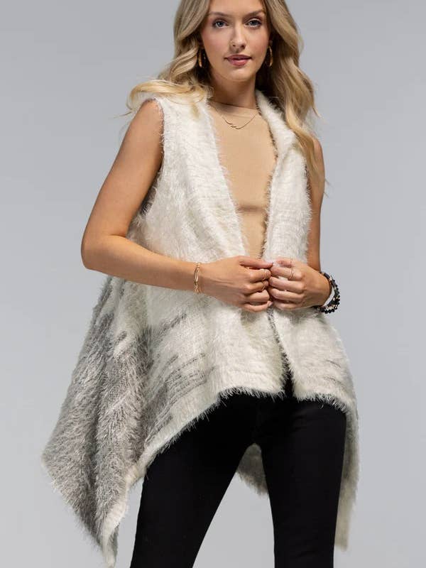 Aconchegante Colete Jacquard em cascata bicolor por atacado de Shop Neighbors