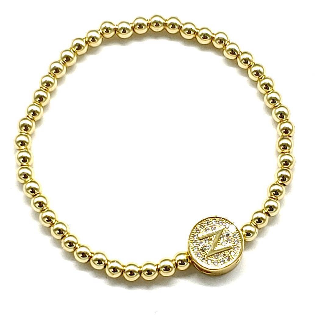 Oblige by G – wholesale Berlockarmband – Guldpärlat initialarmband i rostfritt stål MB-2031GD24