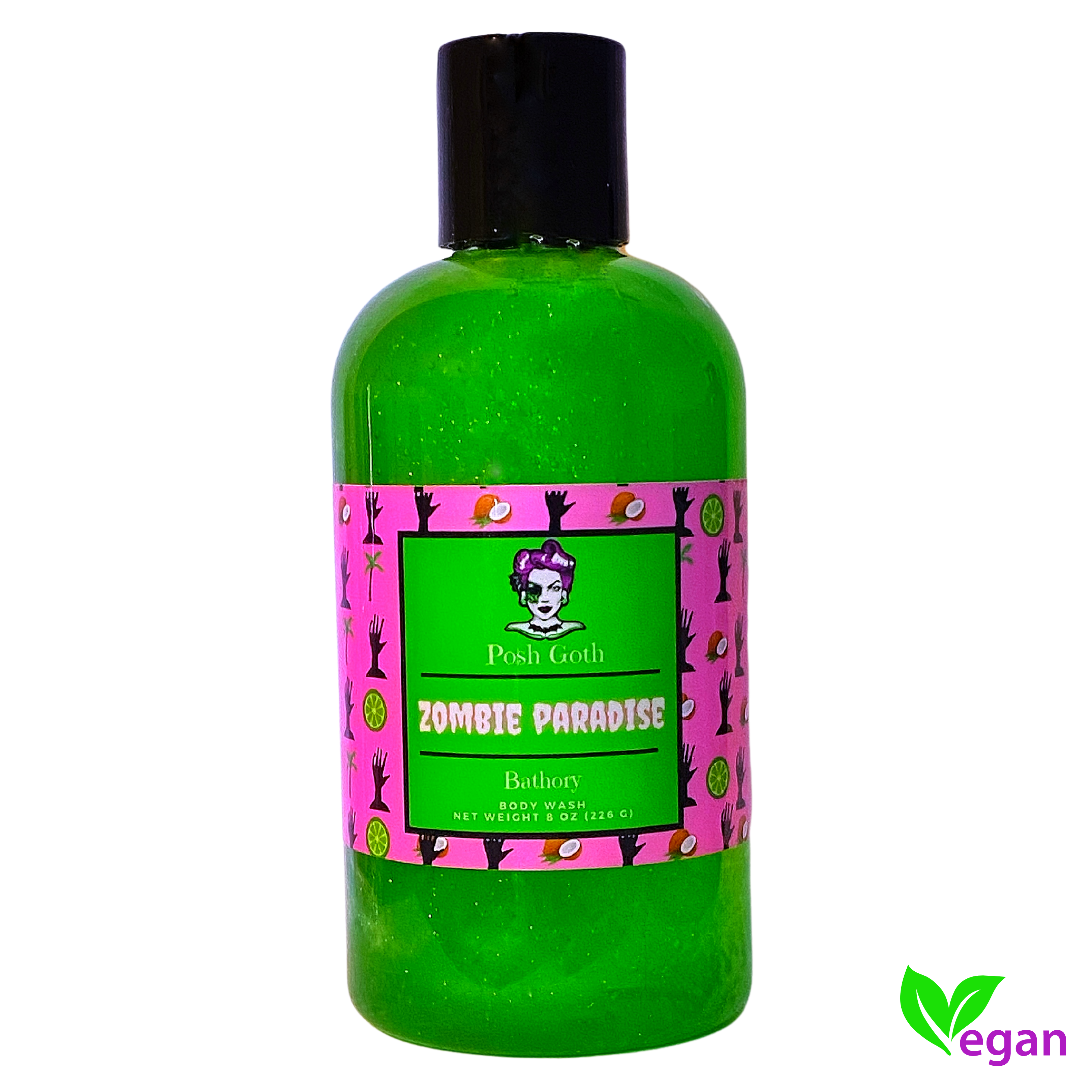 Posh Goth - Wholesale Bubble Bath - Zombie Paradise Body Wash – Coconut Cream and Key Lime | Witchy Bath and Body | Goth Beauty Vegan Wash0
