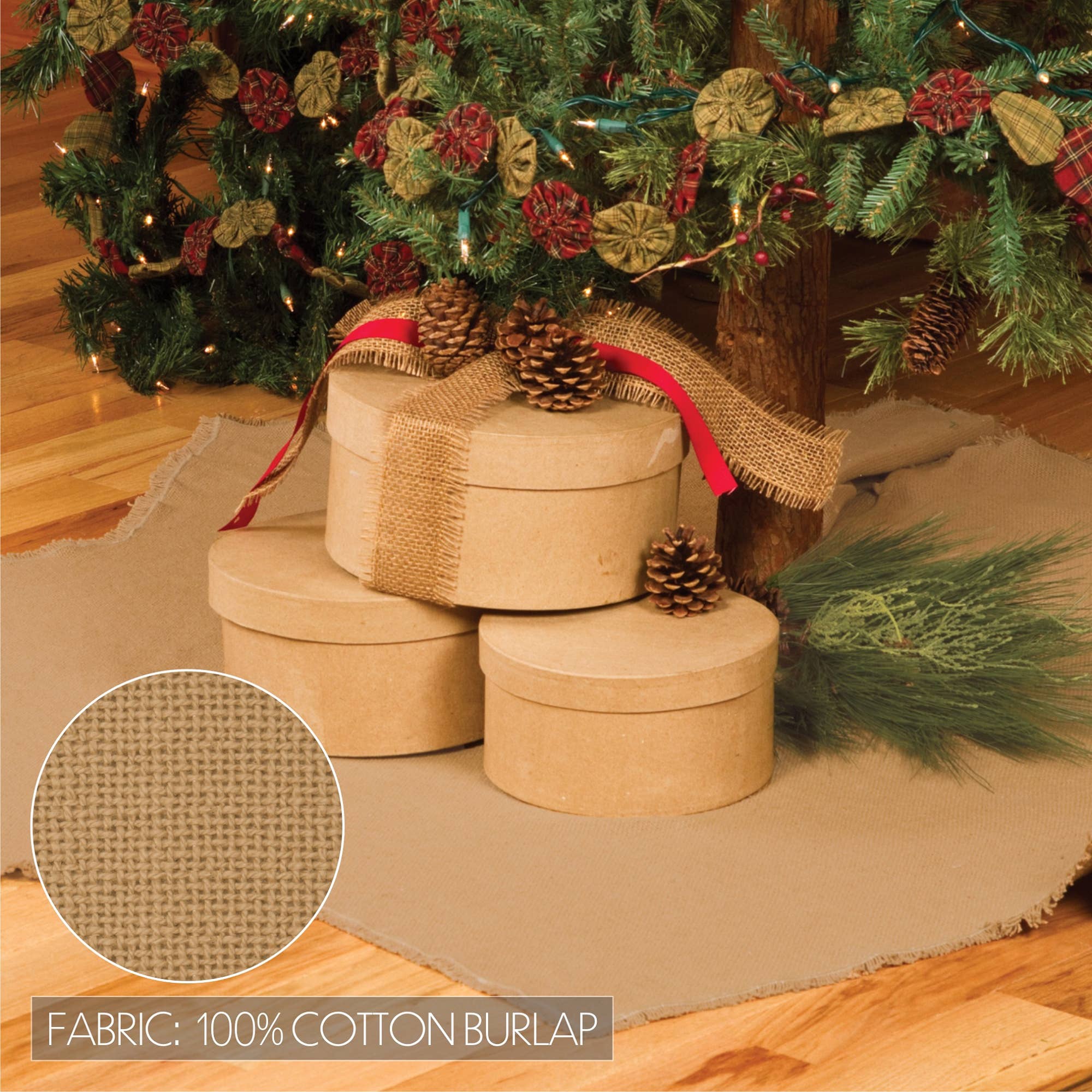 VHC Brands - Vente Jupes de sapin de Noël - Jupe d'arbre naturel en toile de jute 485