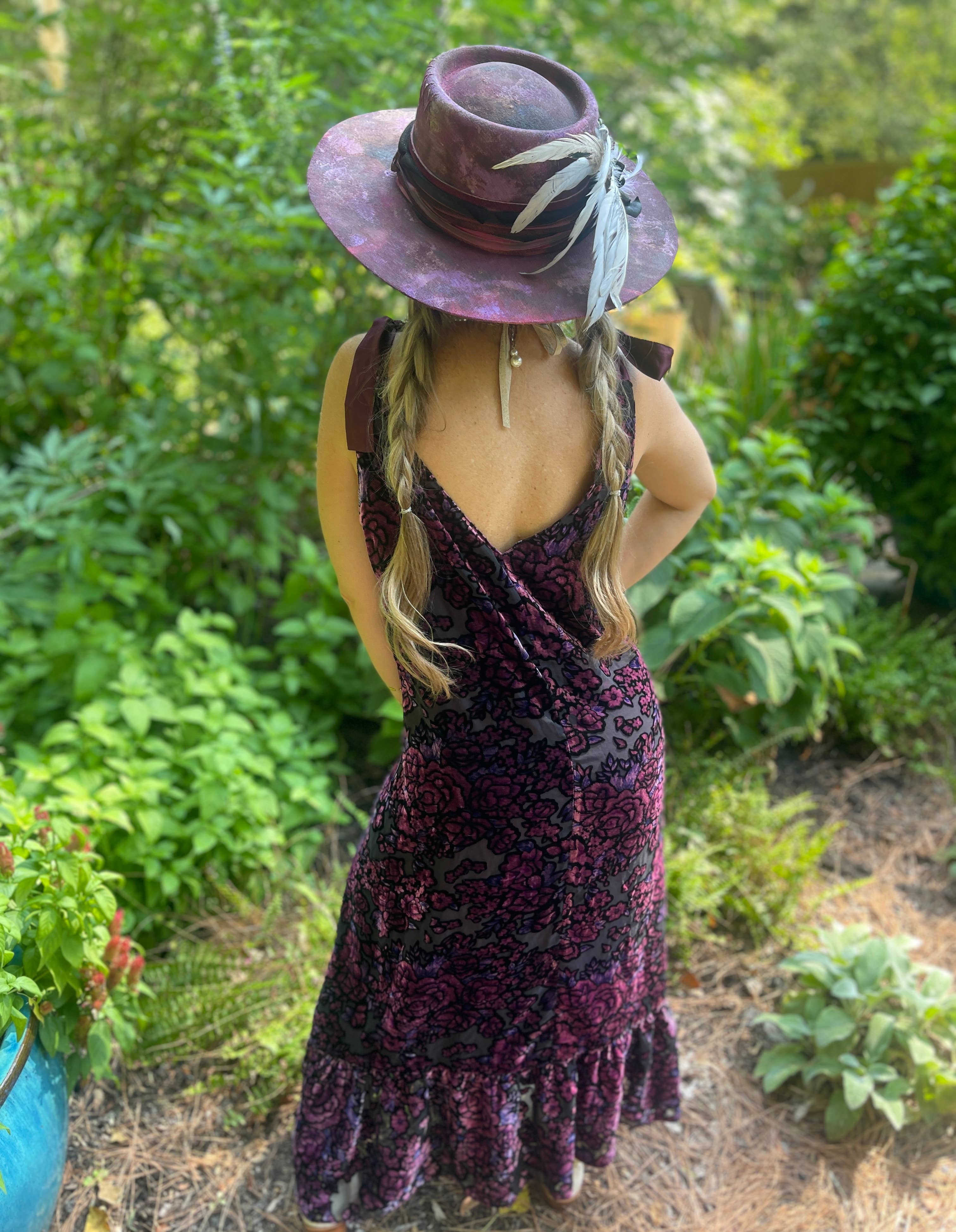 A Rare Bird Shop - Wholesale Dress - Women's - Magenta Burnout Velvet High Low Dress4