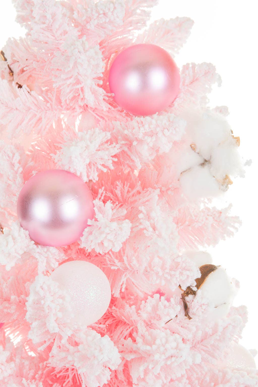 Starlight Collection - Vendita all'ingrosso Alberi di Natale finti - Albero di Natale bianco/rosa con ornamenti e batuffoli di cotone3