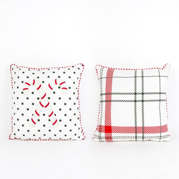 70867 - 14x14 rvs pillow (CANDY CANE) Christmas Decor for wholesale by Devanie At Home (Formerly Adams & Co.)