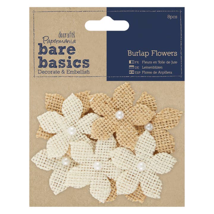 Bare Basics - Burlap Flowers (8pcs) for wholesale by West Design Products