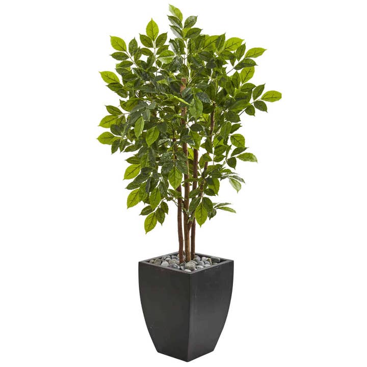 57” River Birch Artificial Tree in Black Planter for wholesale by Silk Flower Depot