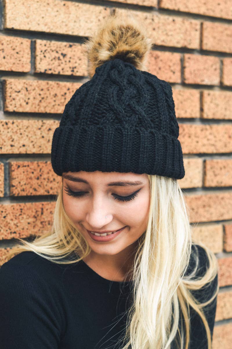 Leto Accessories - Vente Bonnet – femme - Bonnet en tricot à pompons en fourrure - Idéal pour les aventures hivernales 🏂6