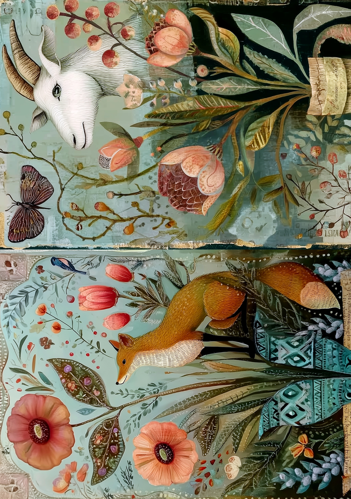 Fripperies - Wholesale Stationery/Notecard Set - Folk Art Animals | Journal Paperpack Fripperies1