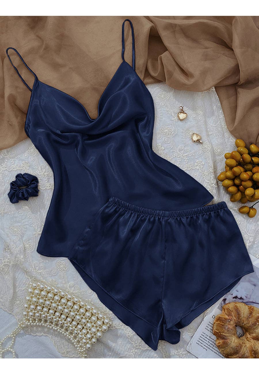 Anna Kaci Wholesale - Wholesale Lounge Set - Women's - Cowl Tank and Shorts Lounge Set3