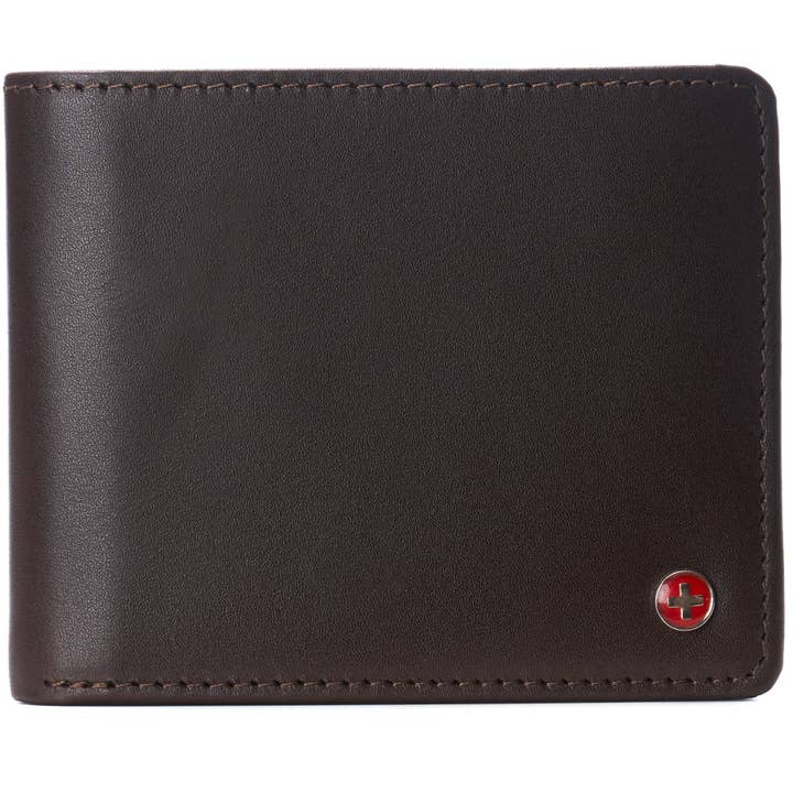 Alpine Swiss - Wholesale Wallet - Men's - Mens Genuine Leather Wallet Passcase Bifold RFID Safe 2 ID