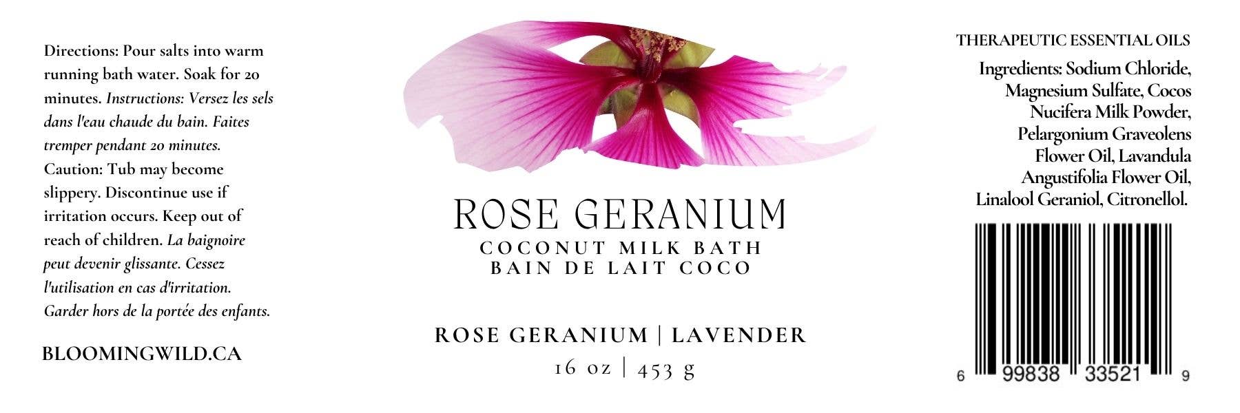 Blooming Wild Botanicals - Wholesale Bath Salts - Rose Geranium Coconut Milk Bath Salts | Large Bottle4