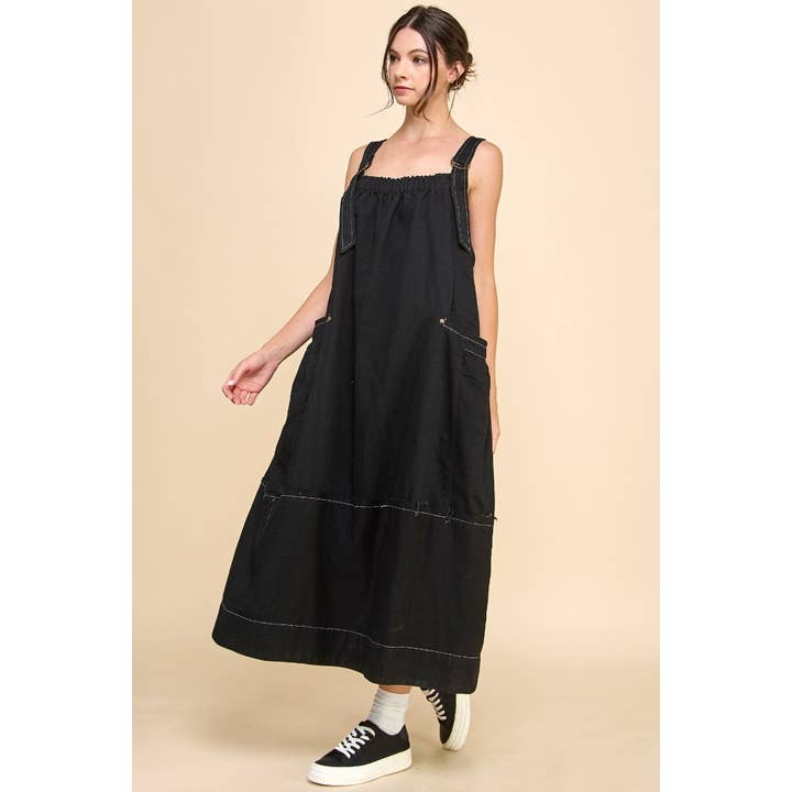 Veveret - Wholesale Dress - Women's - Washed Denim Overalls Dress