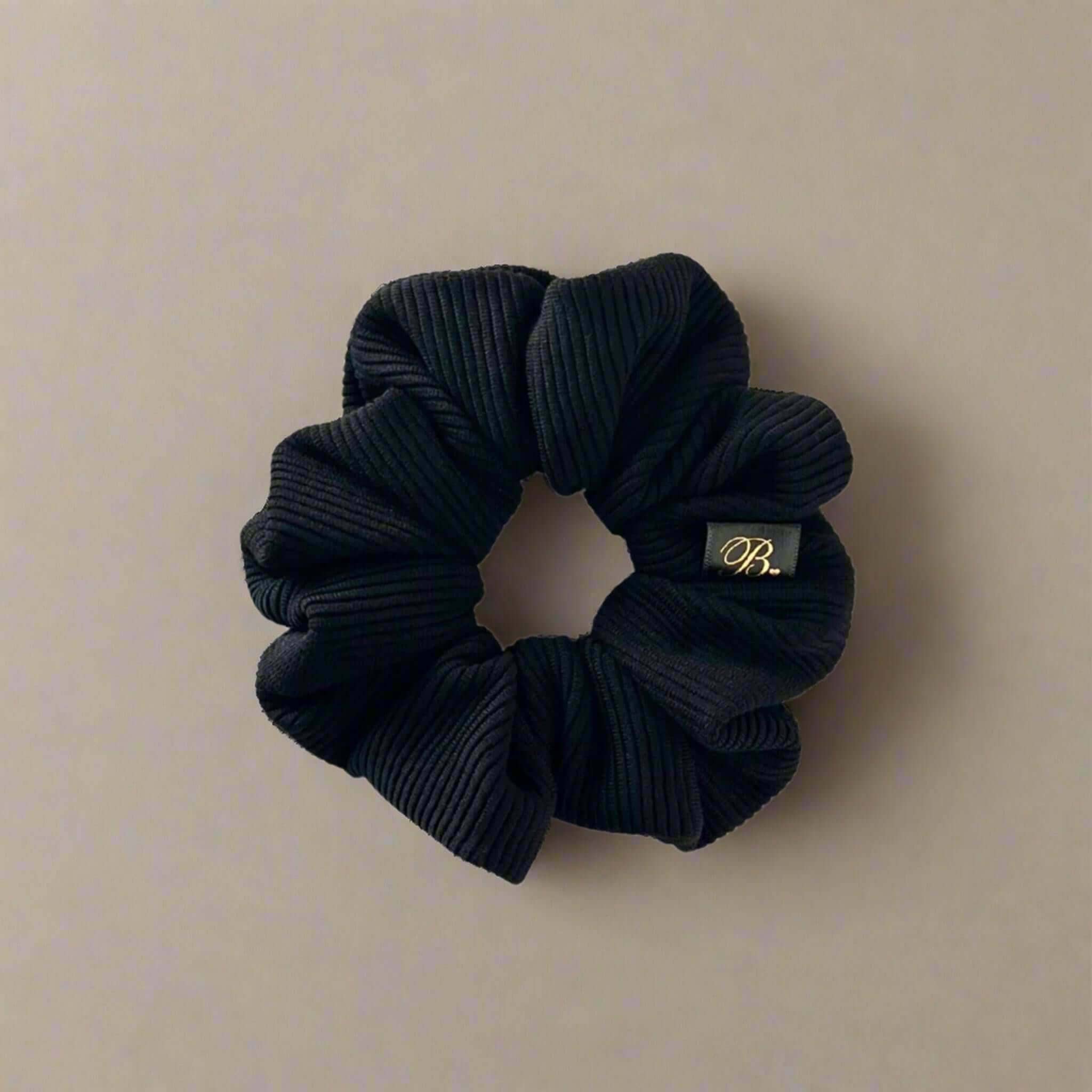 B. LUVV & CO. - Wholesale Scrunchie - Women's - Ribbed Scrunchie in Black4
