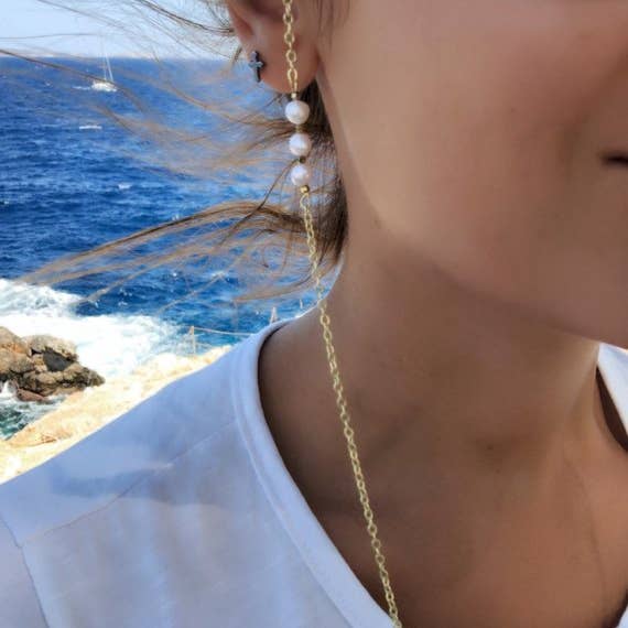 Christina Christi - Wholesale Sunglasses/Eyeglasses Strap - Women's - Gold Glasses Chain with Pearls2