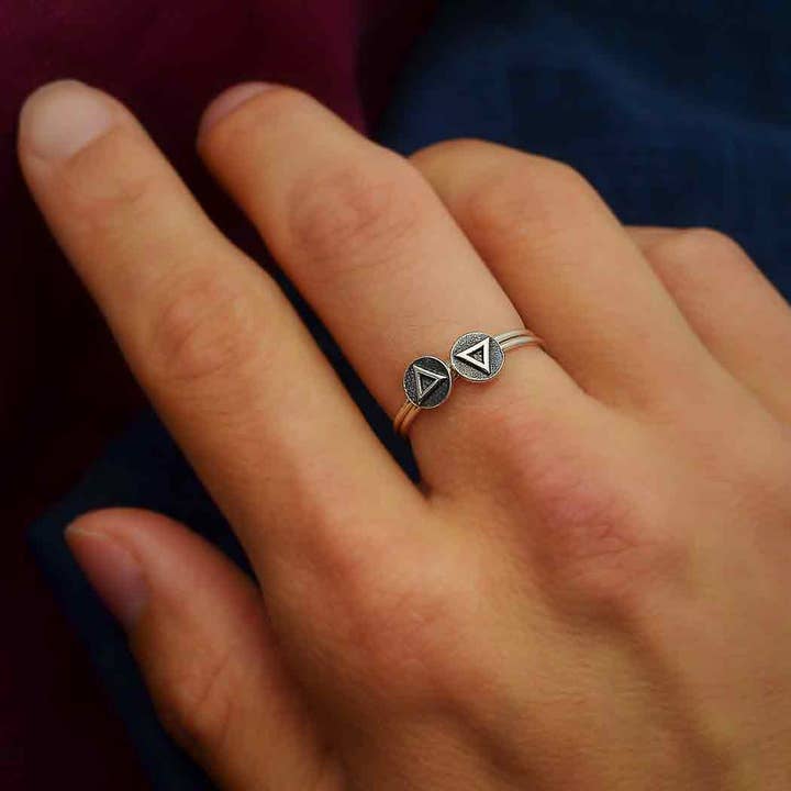 Nina Designs - Wholesale Band/Stacked Ring - Sterling Silver Stacking Ring Fire and Water2