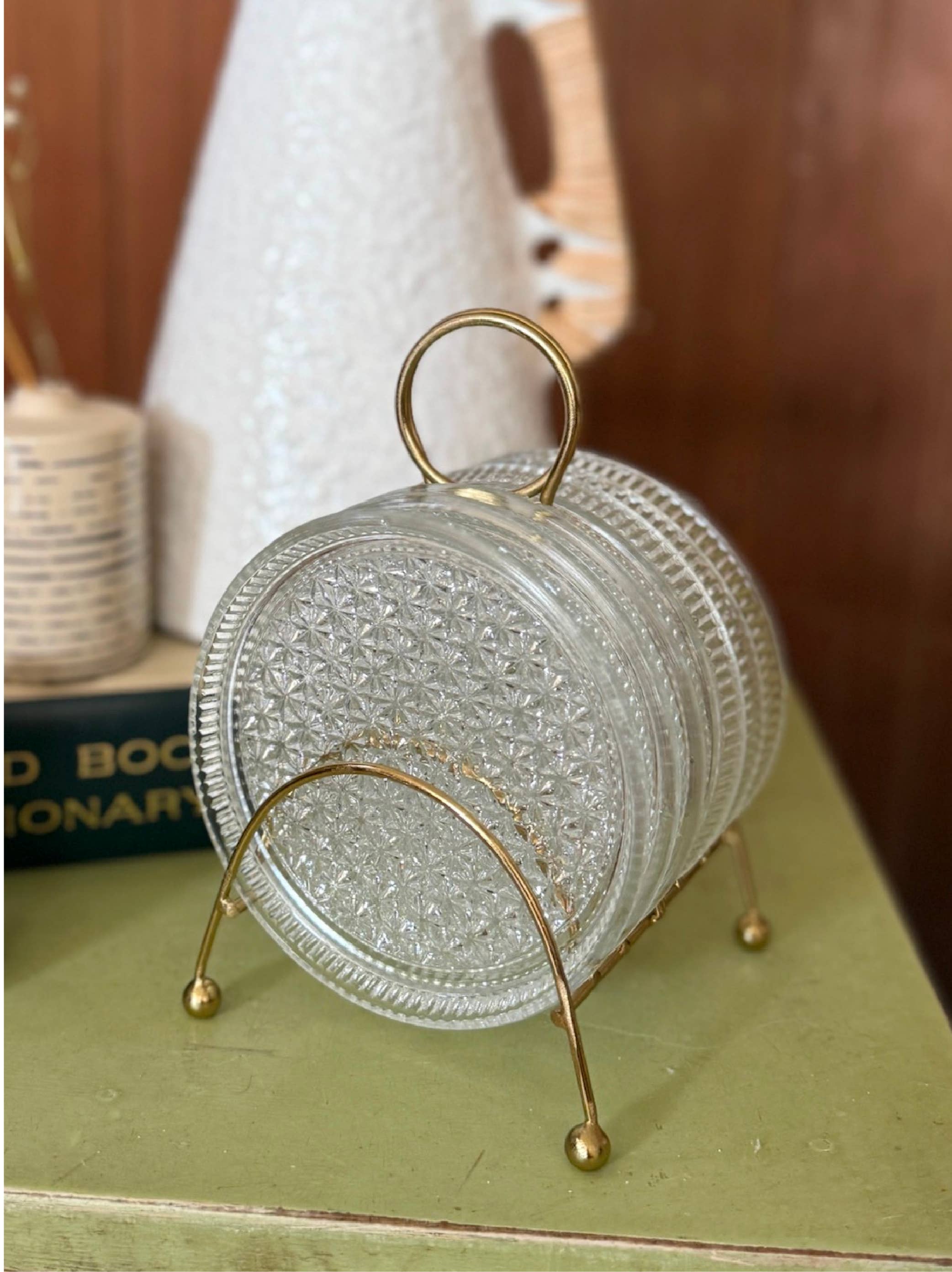 Made Market Co. - Vente Sous-verre - Ensemble de sous-verres en verre avec support en métal MCM2