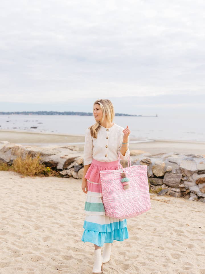 Preppy Tile Rose Citron Tote for wholesale by Squeeze De Citron