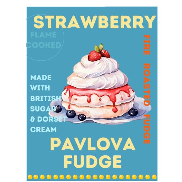 Strawberry Pavlova Flavour Fire Roasted Artisan Fudge for wholesale by Dorset Chocolate