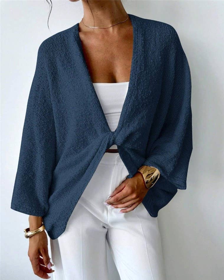 HIDDENBRAND - Wholesale Cardigan - Women's - Cozy V-Neck Crossover Knit Cardigan Top0