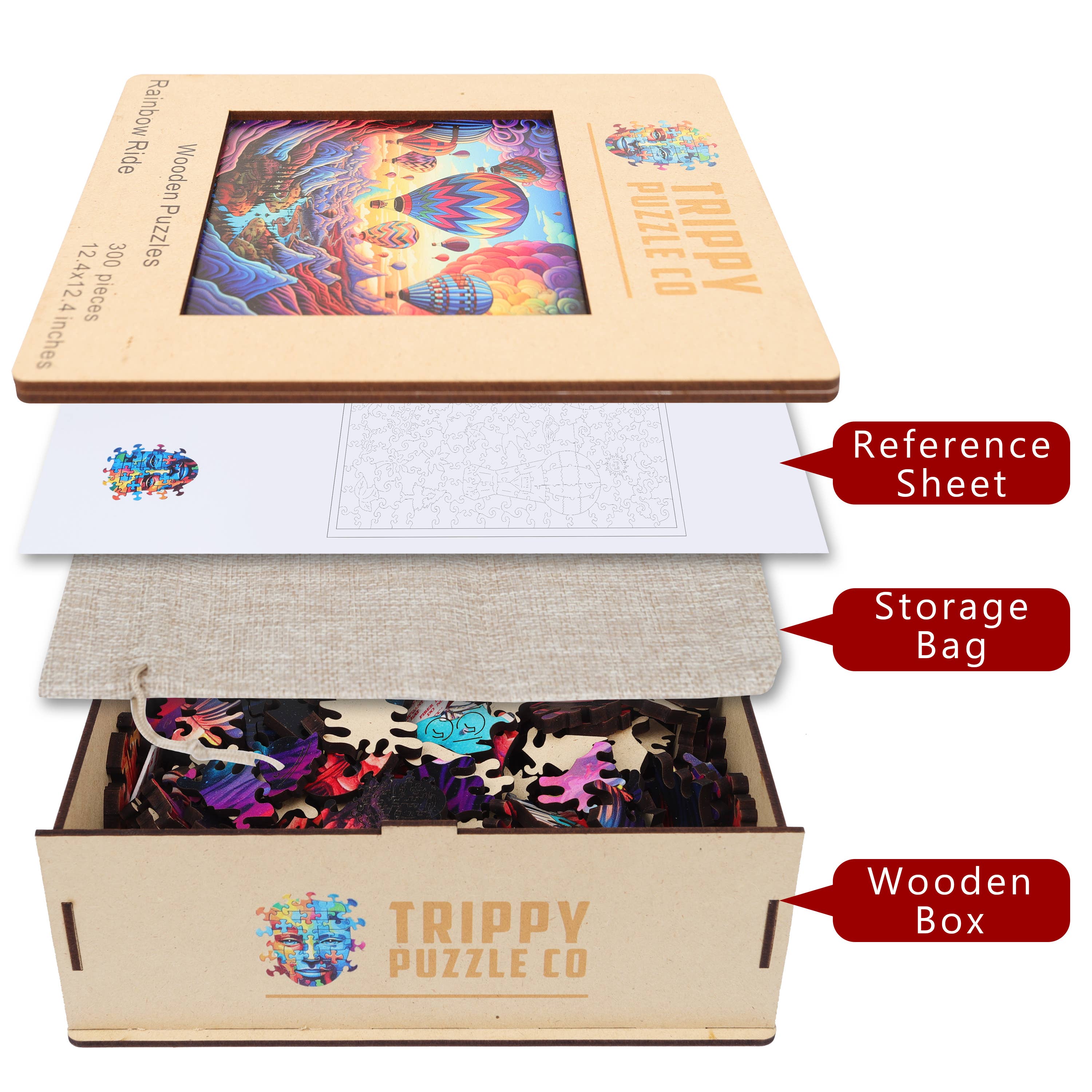 Trippy Puzzle Co – Großhandel Puzzle - Erwachsene – Rainbow Ride Holz-Puzzle 300 Stück3