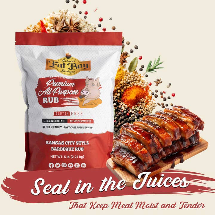 Fat Boy Natural BBQ & Hickman's BBQ - Wholesale Rub - Premium All Purpose Gluten Free Keto BBQ Rub - 5 lb3