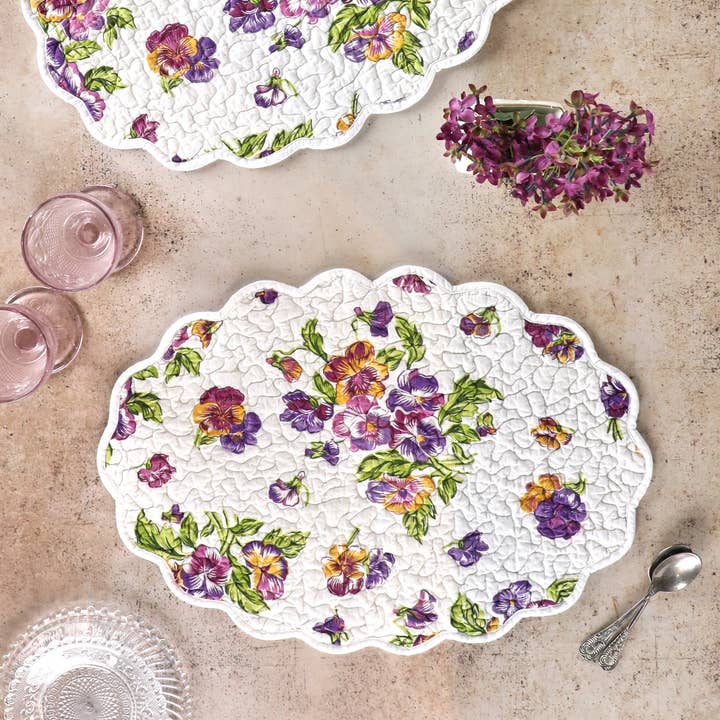 April Cornell - Wholesale Placemat - Pansies Quilted Placemat Set of 4