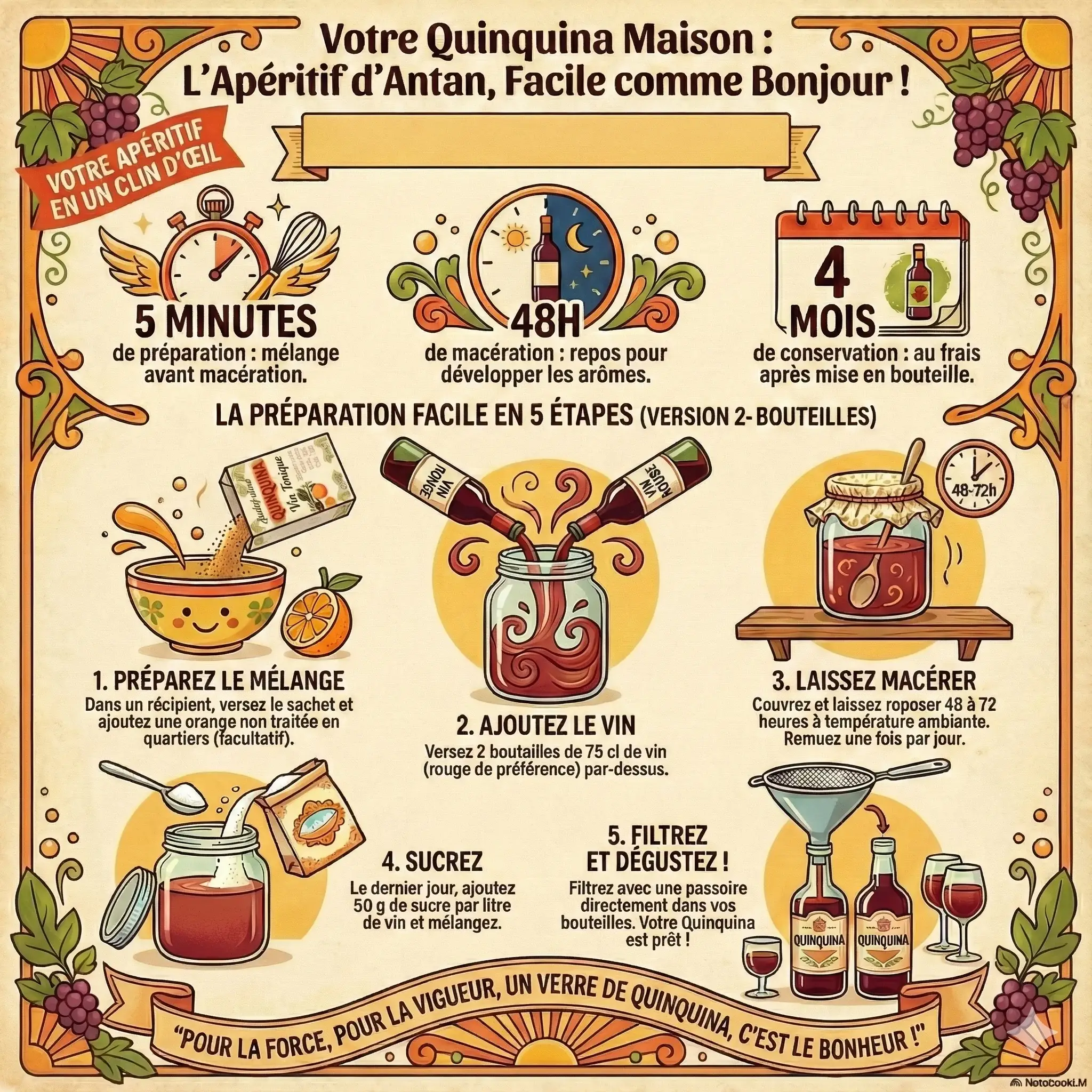 Tradition Nature - Vendita all'ingrosso Kit per bevande fai da te - Quinquina | Preparato per aperitivo tonico fatto in casa 2x75 cl1