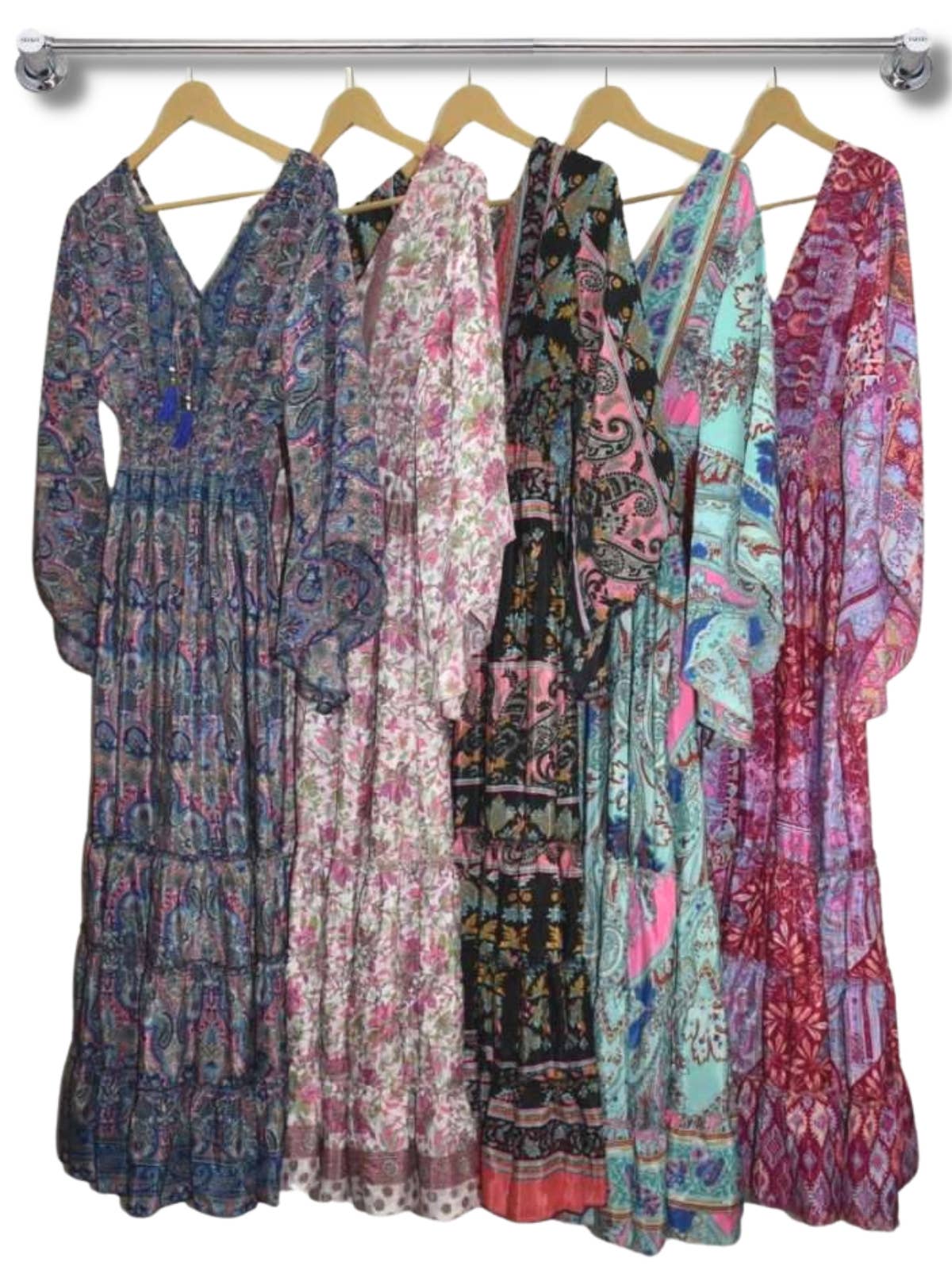 Wevez - Wholesale Jurk - Dames - Casual boho maxi-jurk met klokmouwen en V-hals voor dames1