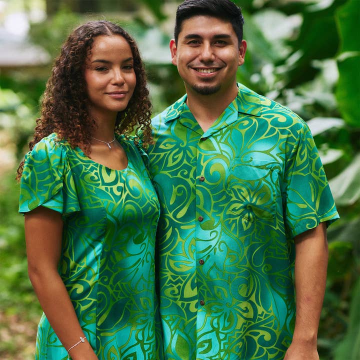 Hilo Hattie - Wholesale Button Down Shirt - Men's - Tribal Tiare Aloha Shirt18