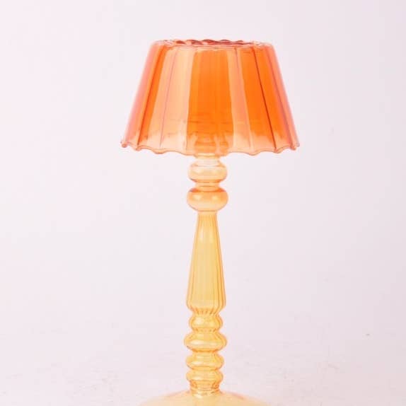 McGowan & Rutherford Ltd - Wholesale Kaarsenhouder - Oranje/Geel Lampstijl Glazen Waxinelichthouder