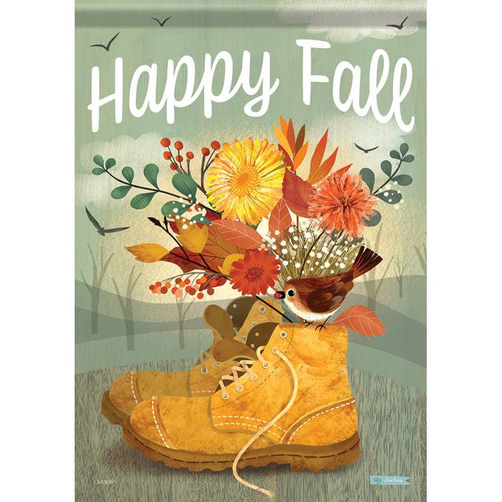 "Fall Floral Boots" Garden Durasoft™ Flag for wholesale by FlagTrends by Carson