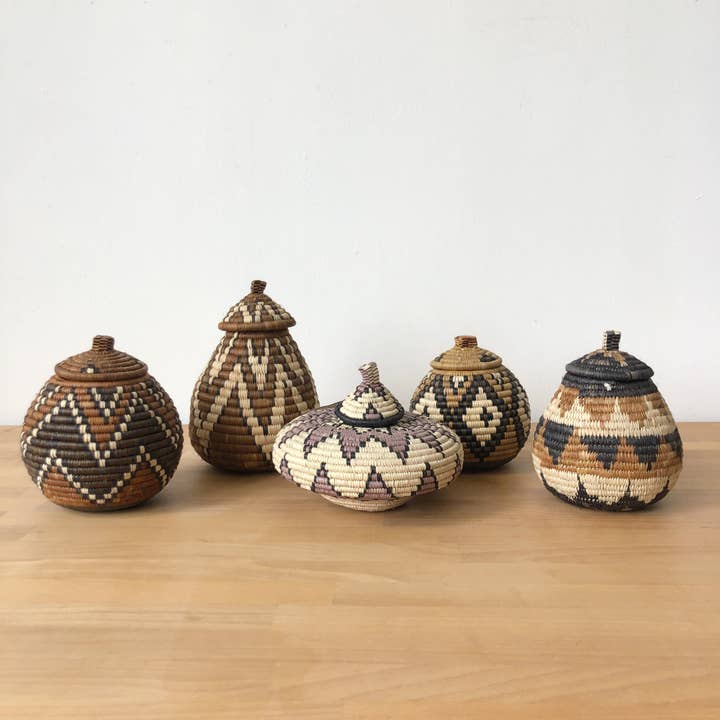 Zulu Lidded Basket 6-7" (Assorted) for wholesale by Amsha