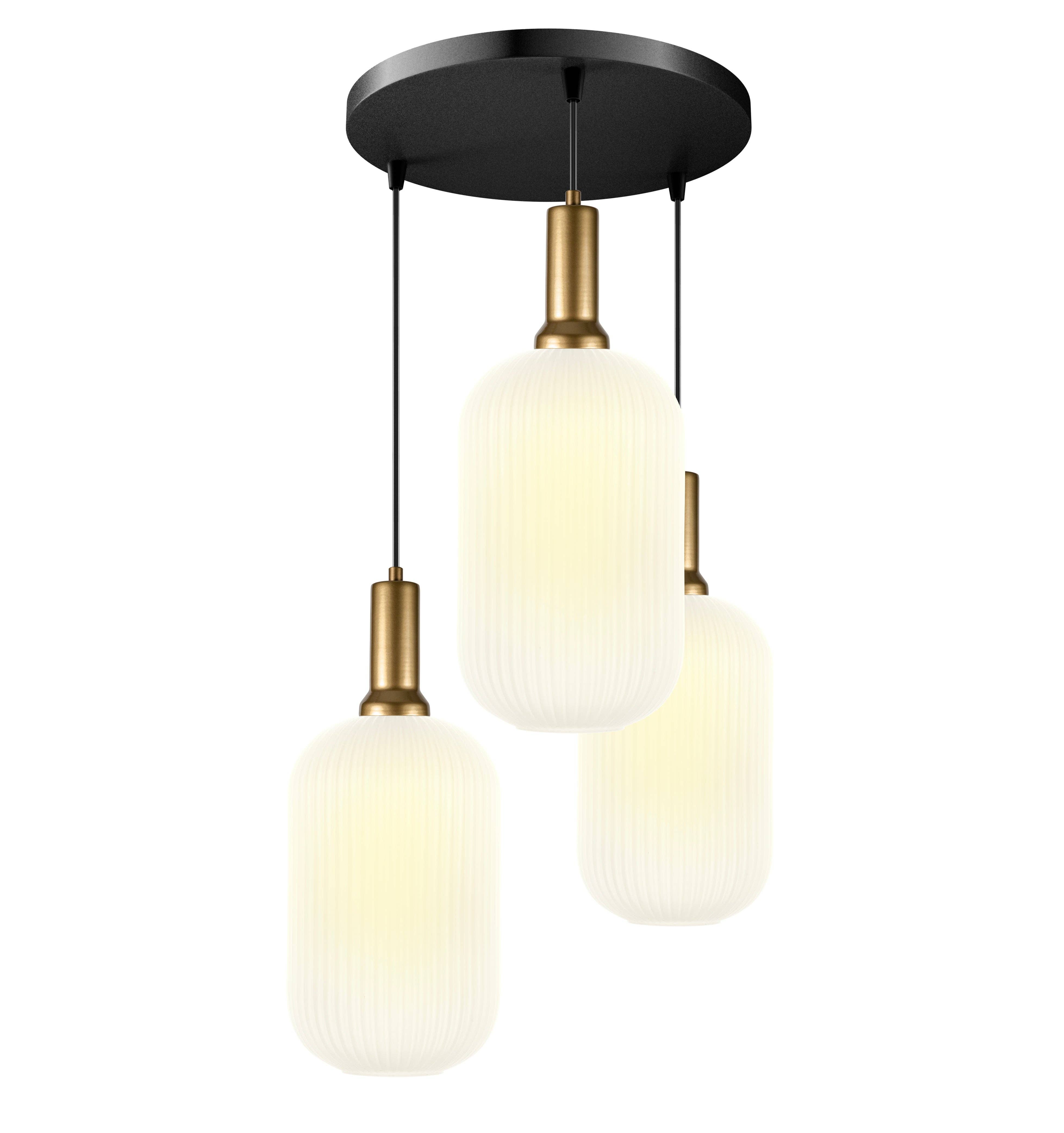 Eclipse Lighting - Wholesale Chandelier/Hanging Light - XL Amber Ribbed Glass Multi Pendant Light for Stairs, Mid-Century Modern Custom made Chandelier Light for Architects and Interior Designers9