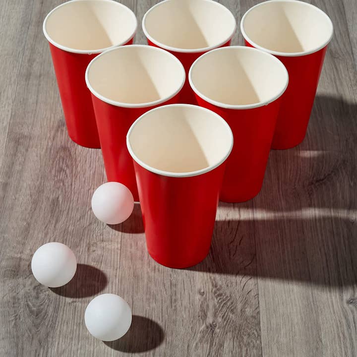 Beer Pong Drinking Game Set: 100 Red Plastic Cups and 15 Bal for wholesale by The Twiddlers