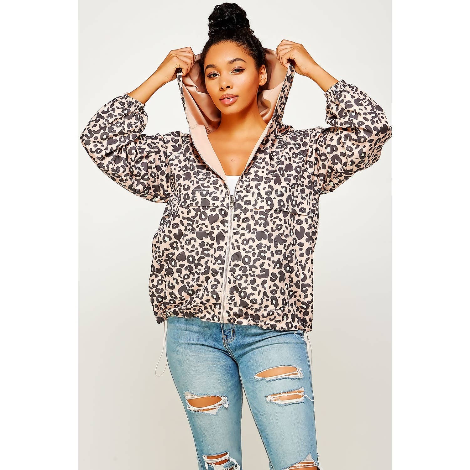 Sweet Generis - Wholesale Windbreaker - Women's - REVERSIBLE CONTRAST PRINT ZIPUP WINDBREAKER HOODIE16