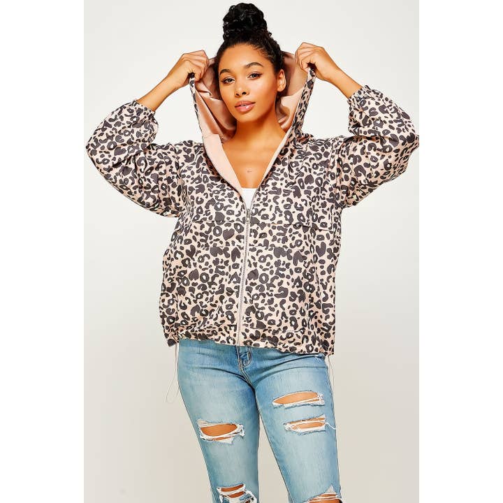 Sweet Generis - Wholesale Windbreaker - Women's - REVERSIBLE CONTRAST PRINT ZIPUP WINDBREAKER HOODIE16