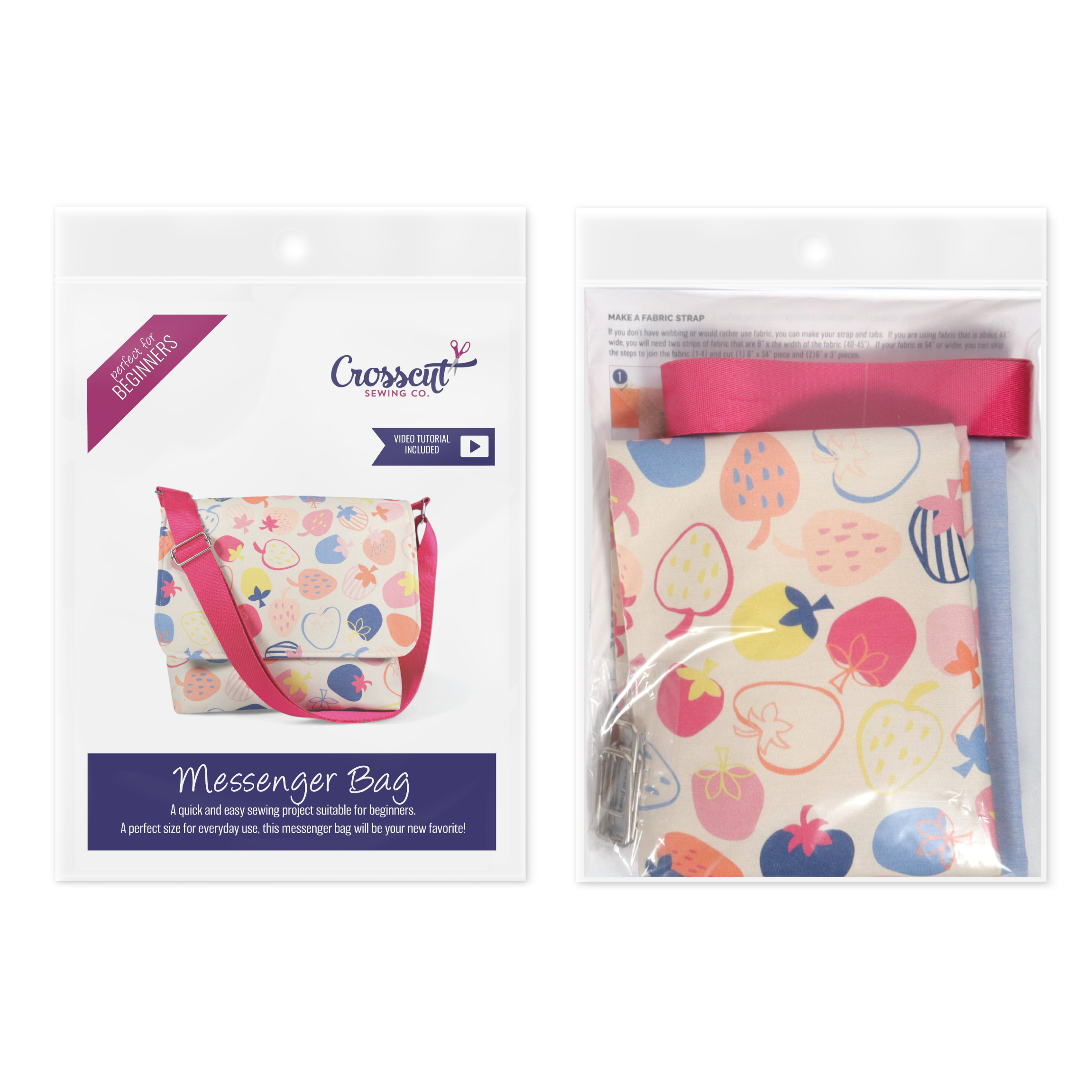 Crosscut Sewing Co. - Wholesale DIY Craft Kit - Messenger Bag Sewing Kit - DIY Beginner Sewing Project Kit Kids and Adults10
