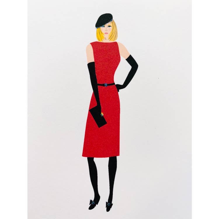 Studio Daedre - Wholesale Everyday Greeting Card - Red Dress and Gloves - Loose Cards0