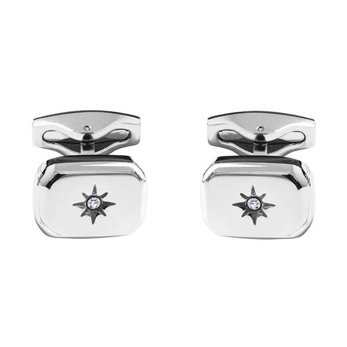 MEN'S RECTANGULAR CUFFLINKS WITH ZIRCON - RD24100B557/B558 for wholesale by AMORINO SRL