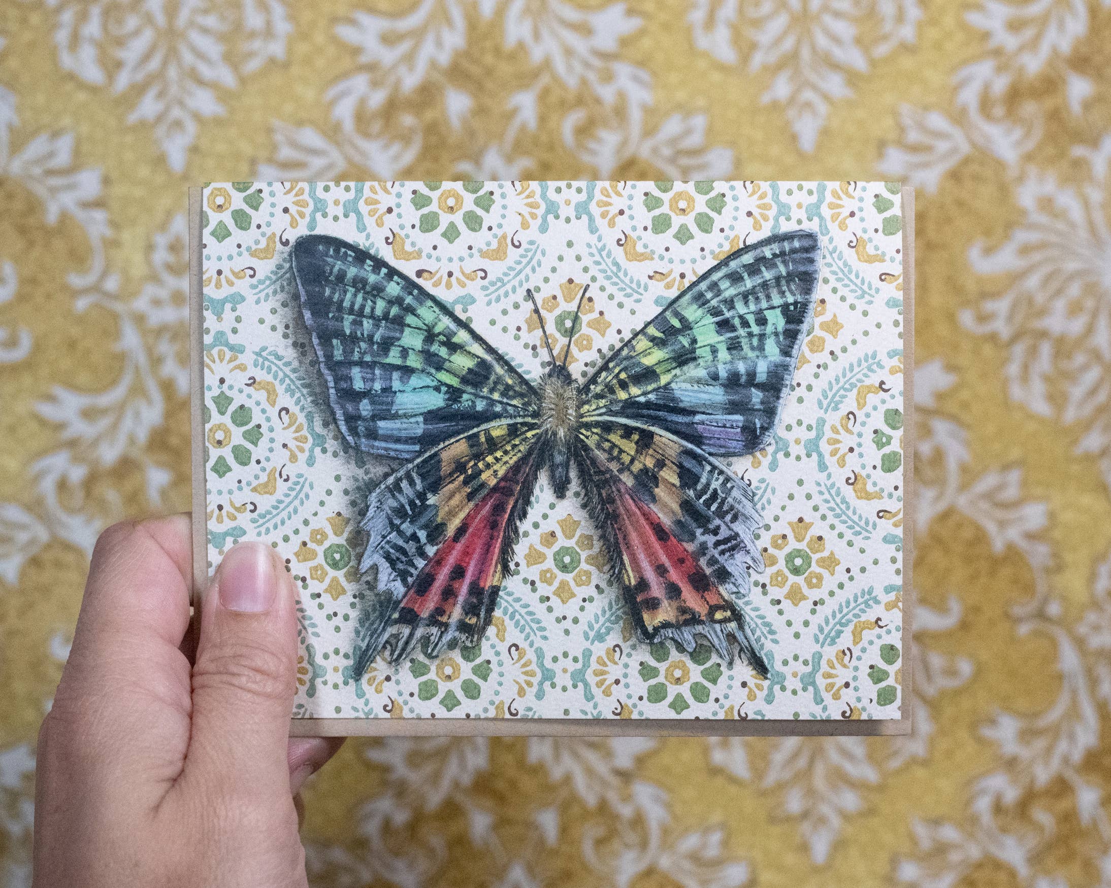 Emily Uchytil – Engroshandel Hverdagshilsen kort – Madagascar Sunset Moth - Note-kort2