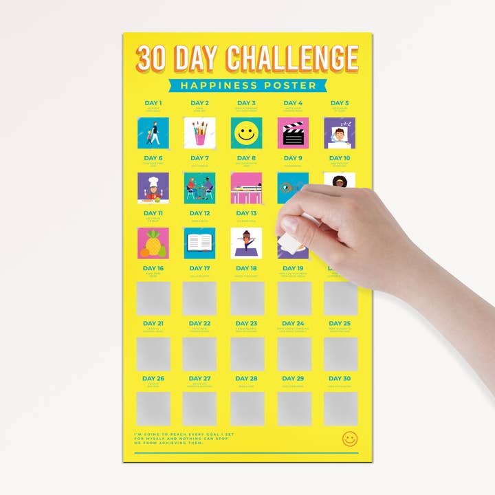 30 Day Happiness Challenge Scratch Poster for wholesale by Gift Republic