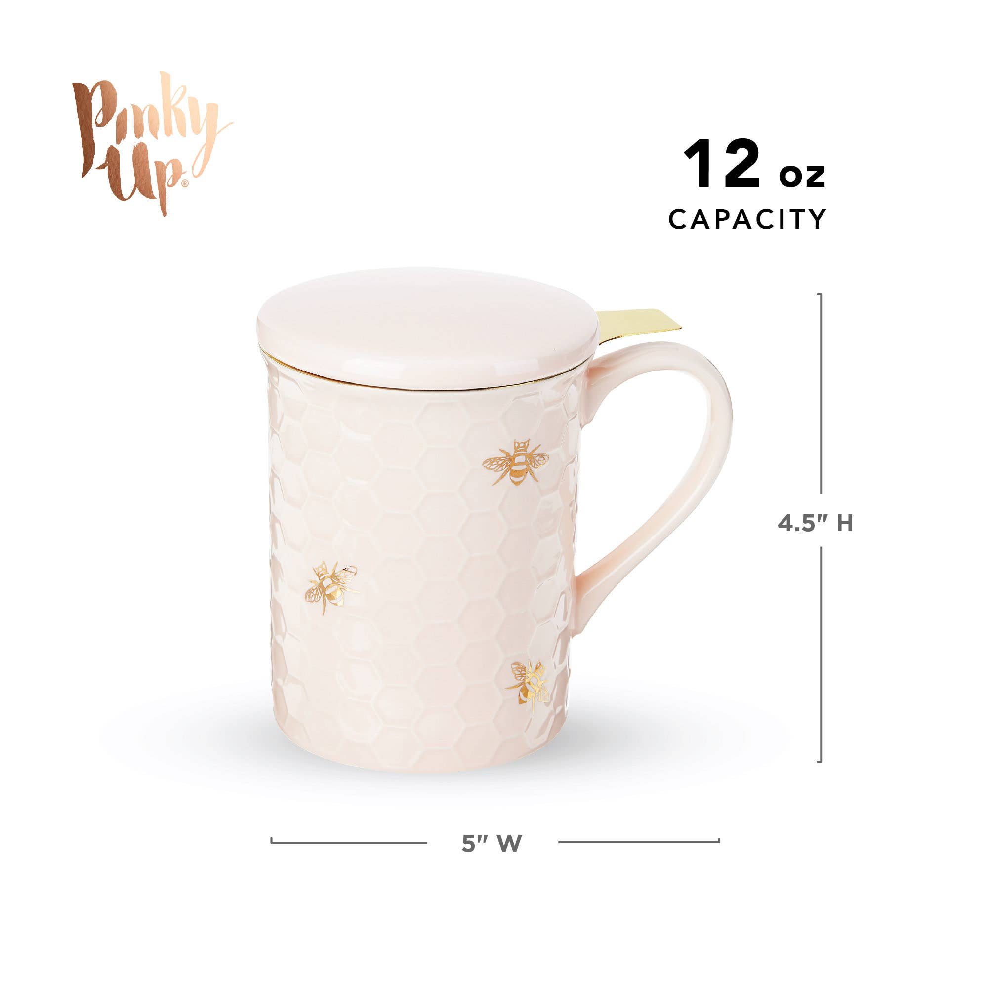 Pinky Up - Wholesale Coffee Mug - Annette™ 3D Ceramic Mug with Infuser Honeycomb Bee Happy5