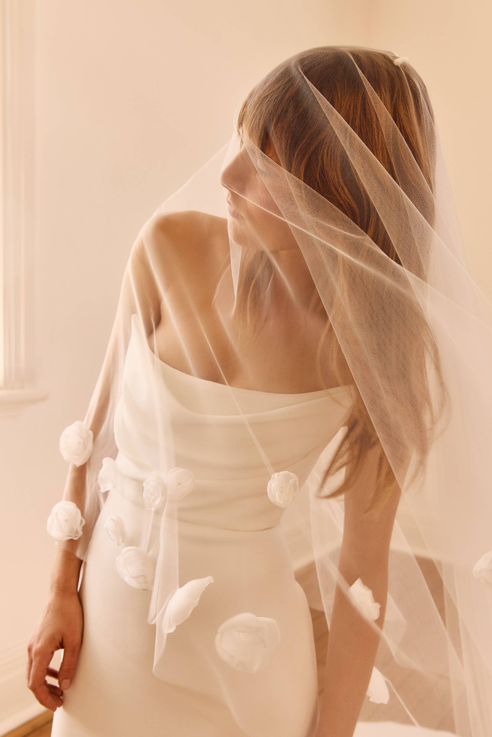 Dove Grey Accessories - Wholesale Veil - Women's - Jolene 3D Organza Floral Veil3