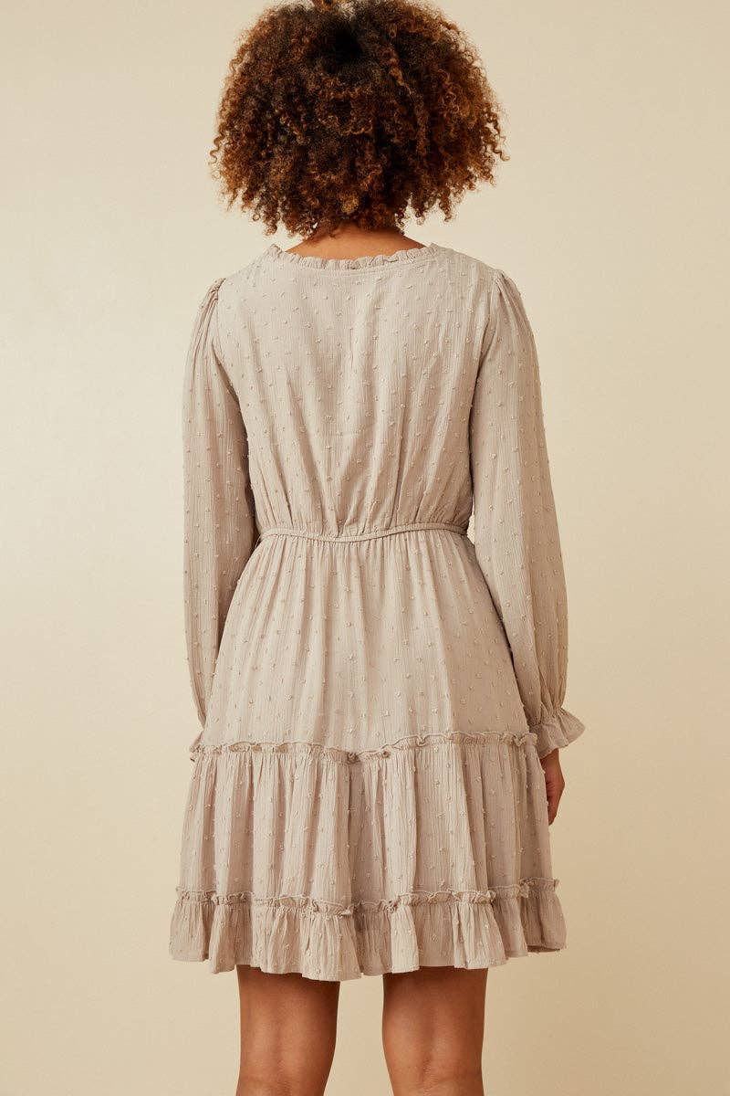 Steen Damesjurk met gesmokte overslag en Zwitserse stippen. voor groothandel op Faire3