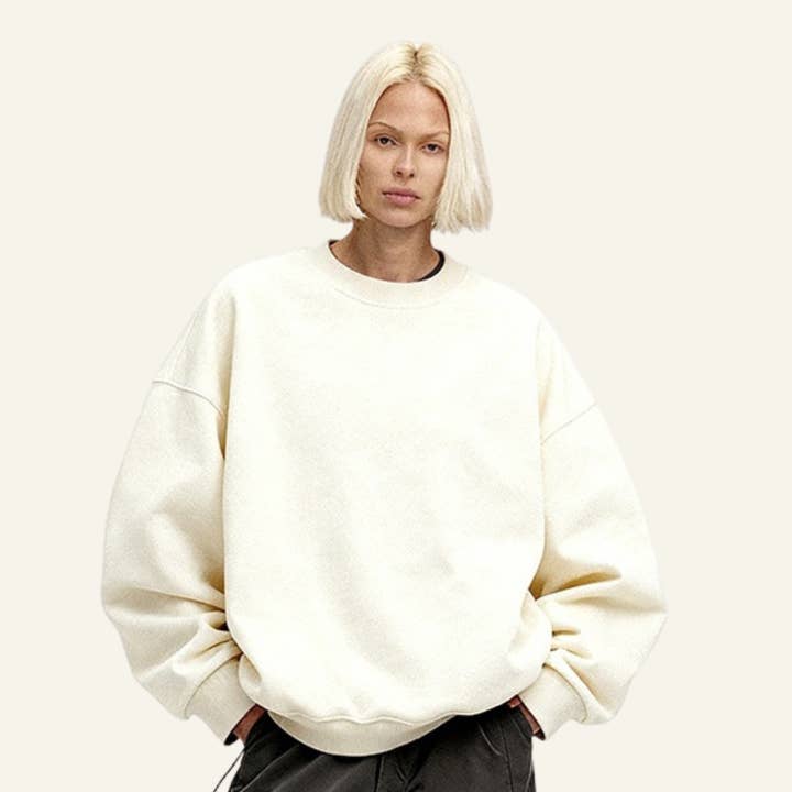 Women's Drop Shoulder Fleece Lined Solid Sweatshirt. for wholesale by particleactive