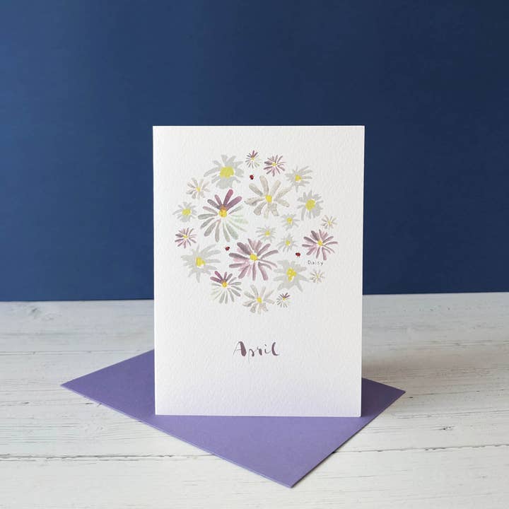 Greetings card - Birth flower - April Daisy for wholesale by Sarah Patel Design