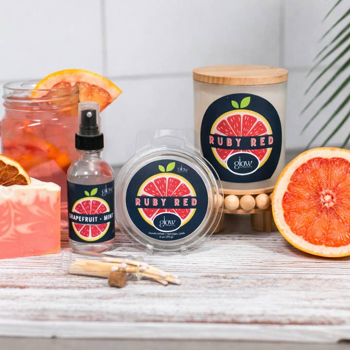 Ruby Red Halo Lather + Wick Gift Set | Coconut Wax Candle & Goat Milk Soap Ritual for wholesale by GLOW Lather + Wick