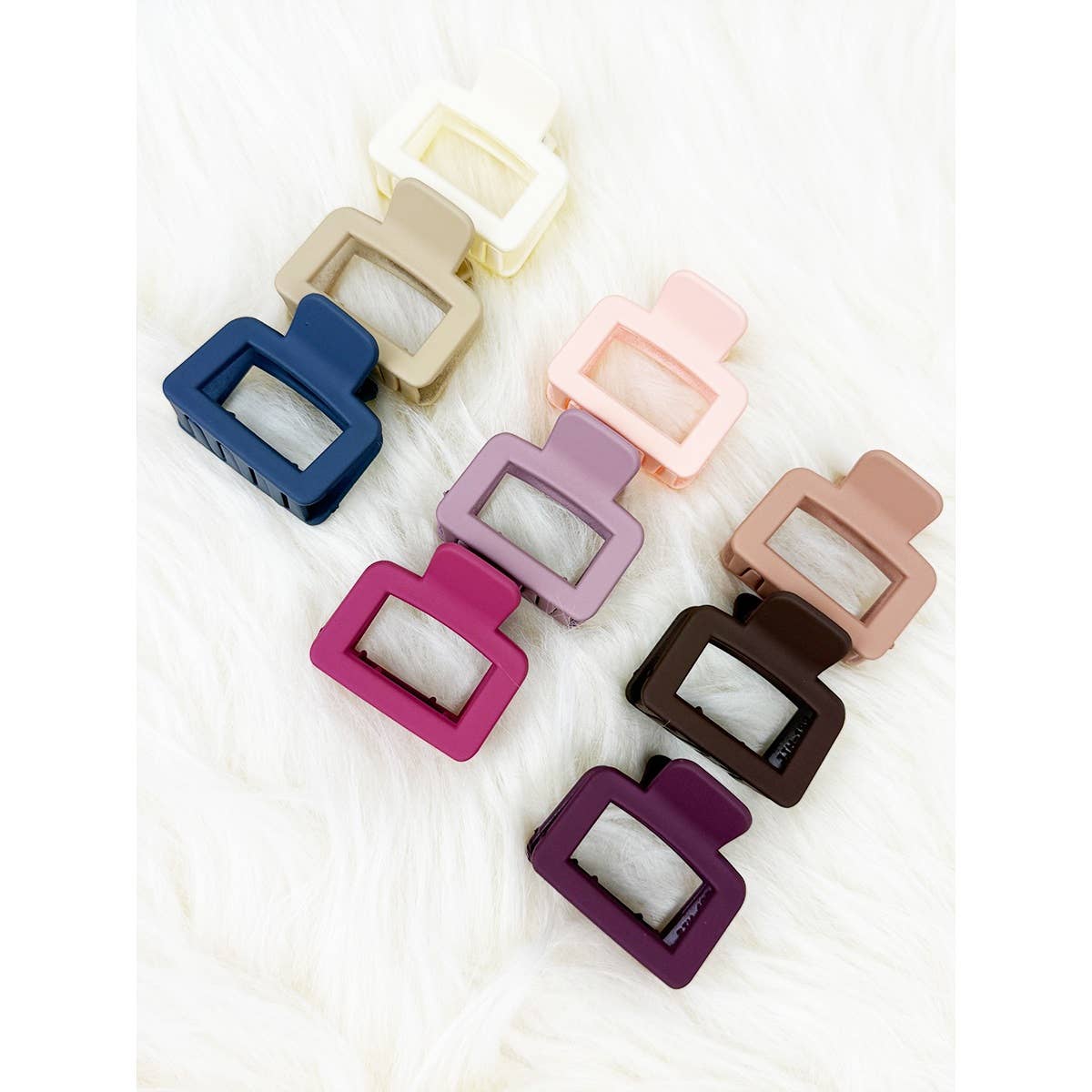 MIX COLOR Mini Rectangle Hair Claw Set for wholesale on Faire2