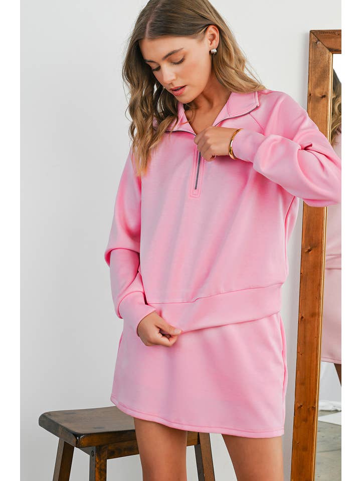 Aapparella - Wholesale Top & Skirt Set - Women's - Solid Half Zip Front Pullover & Mini Skirt 2 Pcs Set | S-XL10