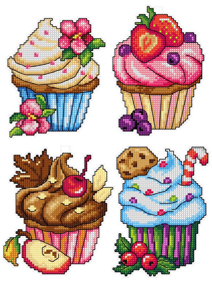 Kit de punto de cruz Cupcakes, 105 unidades para venta al por mayor de Wizardi